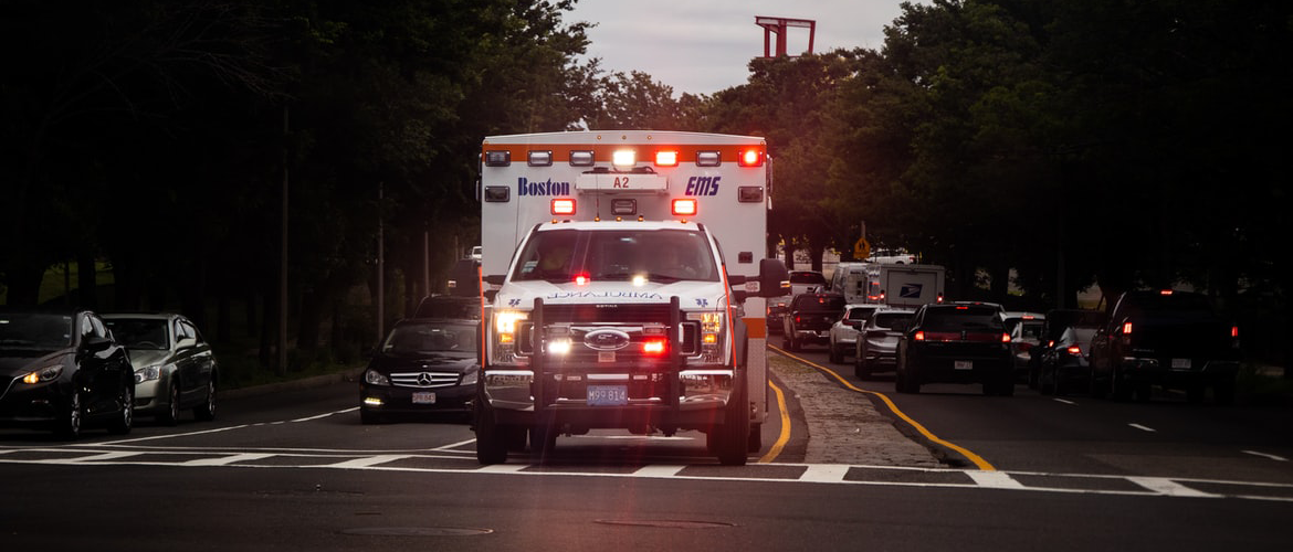 Ambulance on the road.